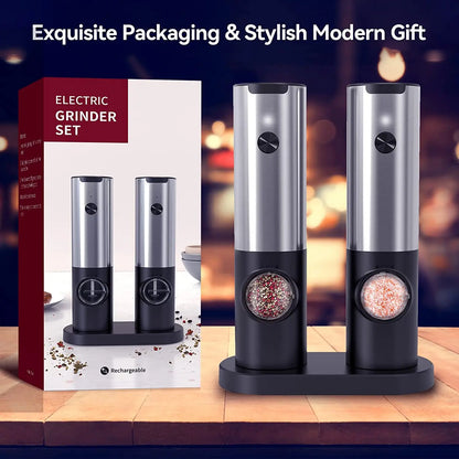 USB Rechargeable Electric Salt and Pepper Grinder: Adjustable Coarseness, Refillable Mill - Battery Powered Kitchen Gadget