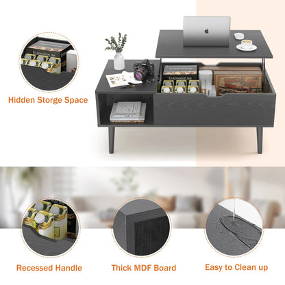Lift Top Coffee Table for Living Room - 39.37"x19.7" Adjustable Desk with Storage Shelf - Easy Lift or Lower Tea Wood Dining Table