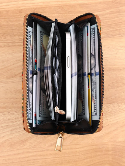 Advanced Multifunctional Wallet with Wood Grain - Portable Geometric Design, Multiple Card Slots, Artistic Retro Style