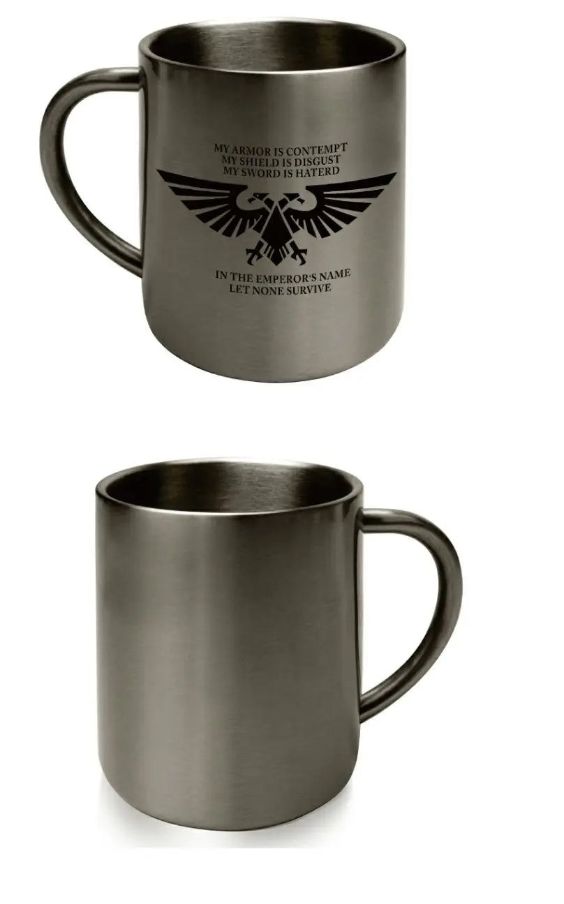 Warhammer 40K Metal Stainless Steel Cup | Imperial Double-Headed Eagle Mug | Game Peripheral Gift