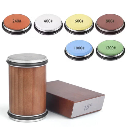 Rolling Diamond Knife Sharpener with Magnetic Holder – 15° & 20° Angle Roller Kitchen Sharpening Stone Kit