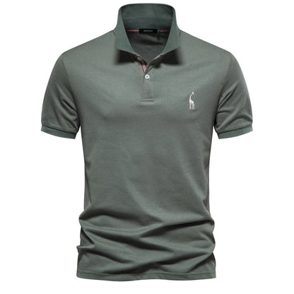 AIOPESON Men's Cotton Polo Shirt - Short Sleeve Solid Color Summer Casual Polo Top