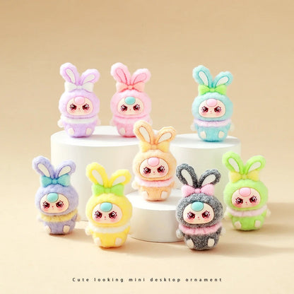 9pcs Babythree Dimoo Anime Flocked Action Figures Decorative Pendant Kawaii Desktop Dolls Toy Gifts