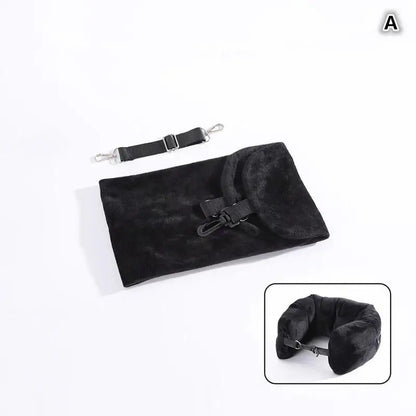 Travel U-Shaped Neck Pillow with Fillable Clothing Storage Bag – Crystal Fleece Pillowcase for Airplane & Comfort Travel Support