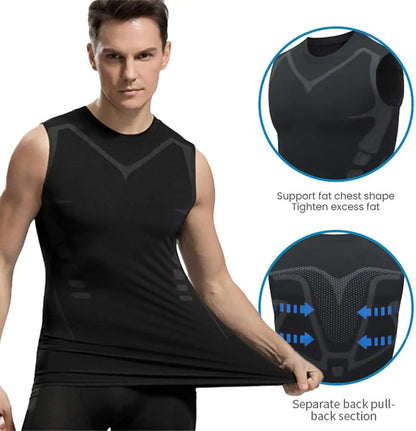 Summer Cool Men's Shaping Vest – Sleeveless Tight Compression Shapewear Tank Top, Breathable Ice Silk Body Shaper