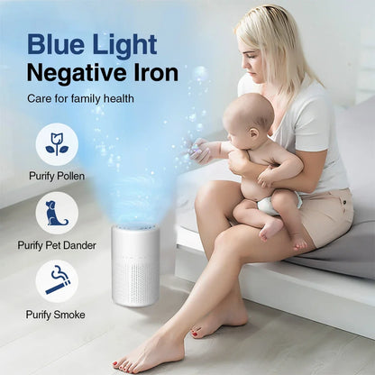 Portable Mini Air Purifier - Desktop HEPA Filter Air Cleaner for Home Office with Fresh Air and Odor Removal