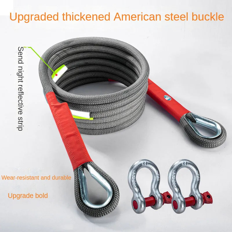 Car Outdoor Off-road Trailer Tow Rope | Multiple Sizes | Emergency Rescue Nylon Rope | Thicker & Color-Changing for Enhanced Visibility