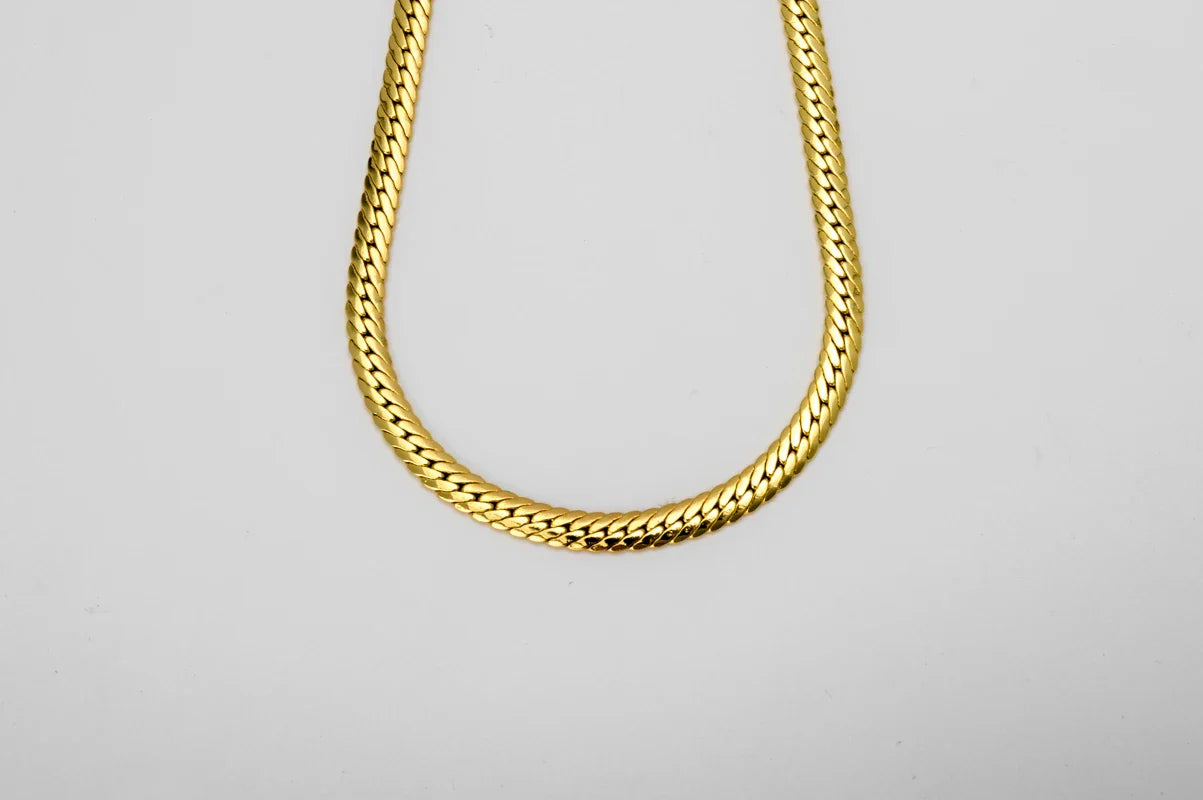 Sunny Jewelry Gold Plated Copper Snake Chain Necklace for Men & Women - Italy 750, High Quality for Daily Wear & Gifts
