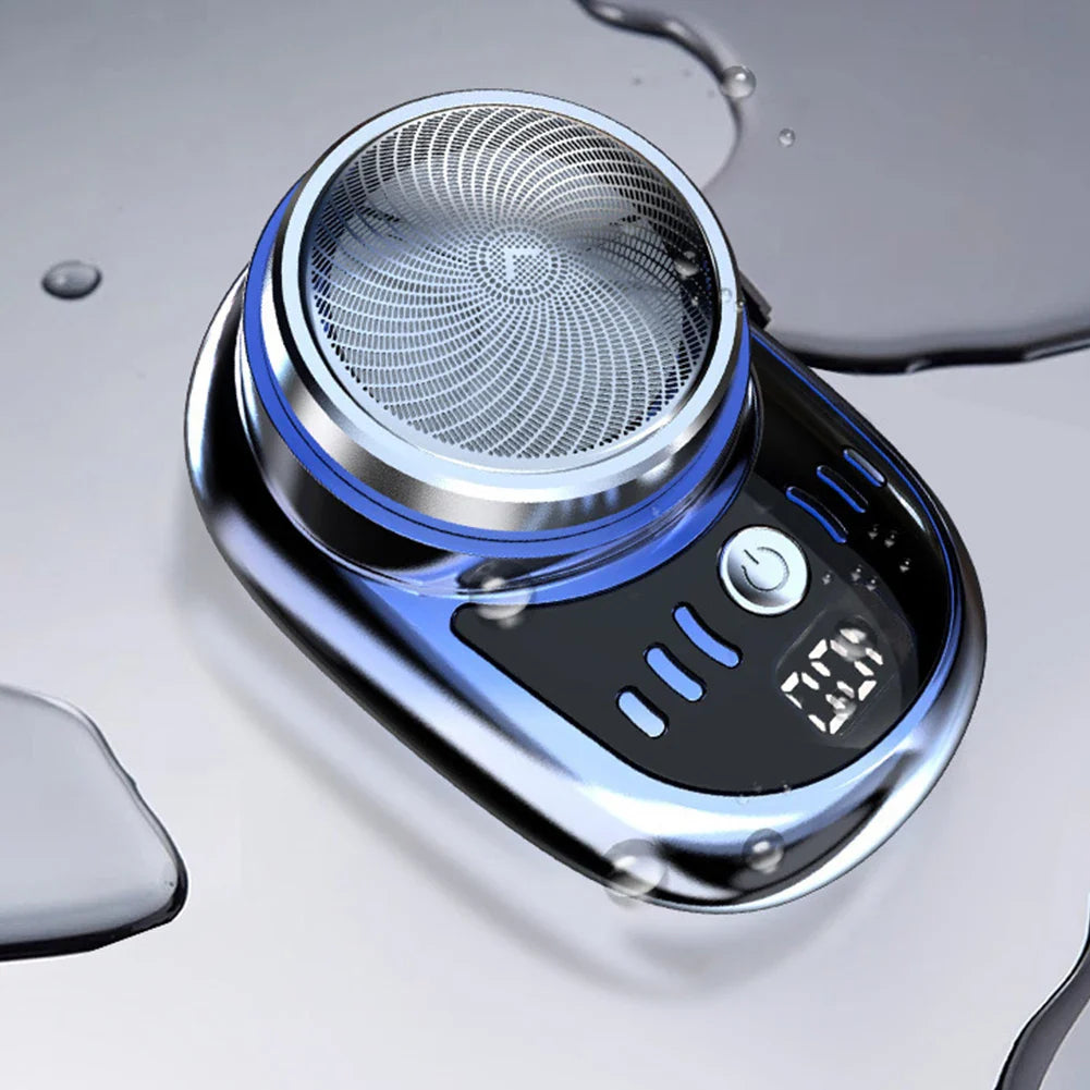 Mini Electric Shaver — Portable USB Rechargeable Travel Razor with Digital Display & Detachable Head for Beard