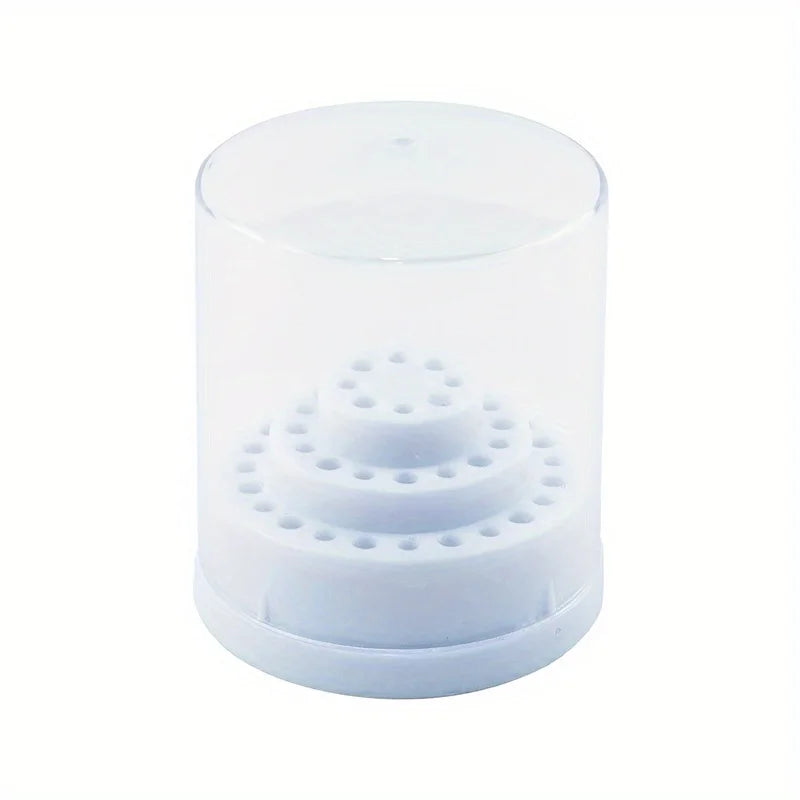 48-Hole Nail Drill Bit Holder - Acrylic Storage Box Stand for Manicure Tools