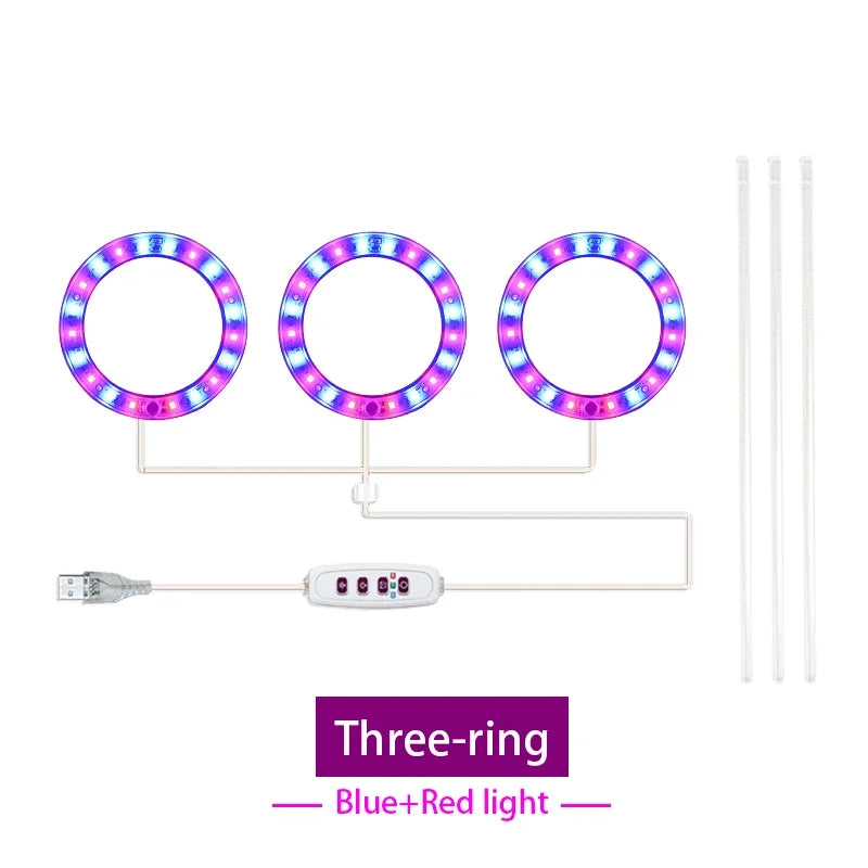 LED Full Spectrum Grow Light — USB 5V Adjustable Height Dimmable Lamp with Timer for Indoor Plants & Herbs