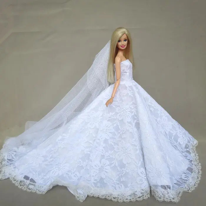 Barbie Doll Wedding Dress – Elegant Outfit for 11.5" & 12" Dolls