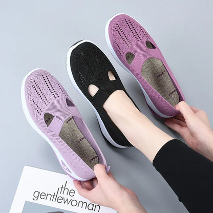 Women's New Summer Shoes – Mesh Breathable Slip-On Sneakers, Lightweight Flat Platform, Anti-Slip Walking Woven Shoes