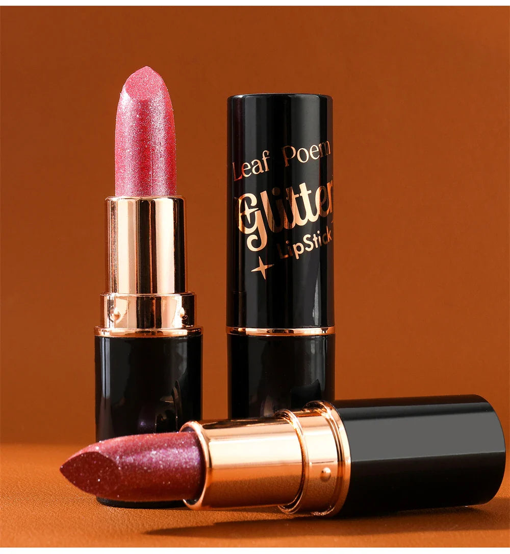6 Colors Glitter Metallic Lipstick – Waterproof, Long-Lasting Diamond Pearlescent Lip Gloss for Moisturizing Sexy Lips