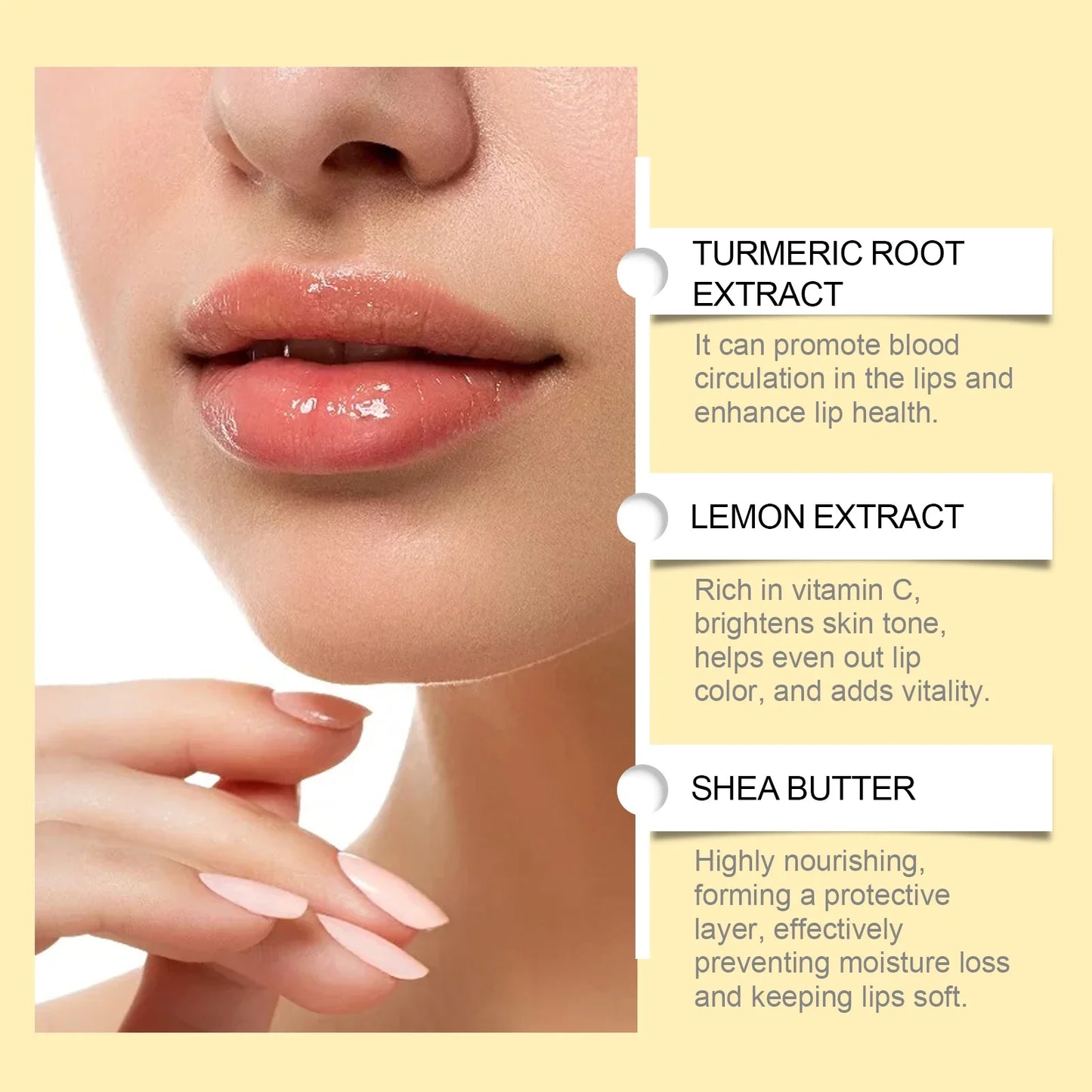 Lemon Ginger Lip Balm - Turmeric Lip Care Mask for Dark Lip Appearance, Exfoliating Moisturizing Gloss Oil & Hydration