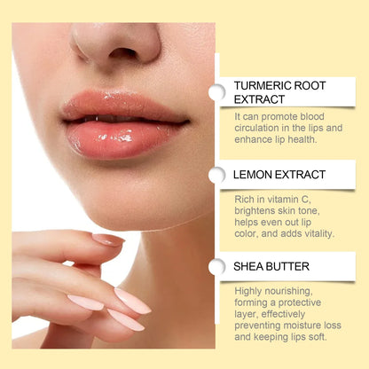 Lemon Ginger Lip Balm - Turmeric Lip Care Mask for Dark Lip Appearance, Exfoliating Moisturizing Gloss Oil & Hydration