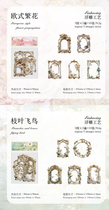 10 Pcs 3D Hollow Frame Card Paper for DIY Scrapbooking, Handmade Diary & Junk Journal Accessories