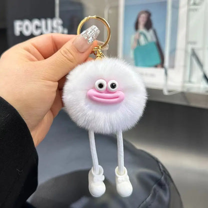 Cute Big Eyes Plush Keychain – Cartoon Briquettes Car & Bag Pendant Style