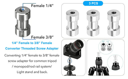 26PCS Camera Screw Mount Set – 1/4" & 3/8" Threaded Converter Adapters with Flash Shoe Mount