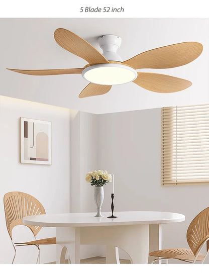 52-inch Modern LED Ceiling Fan — 60W Low Floor DC Motor, 35W Light, Remote Control, 110-220V