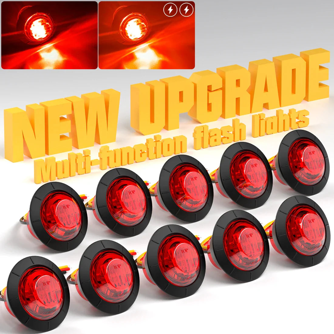10PCS Strobe LED Side Marker Lights – 12-24V Clearance Indicator for Cars, Trucks, Trailers & RVs