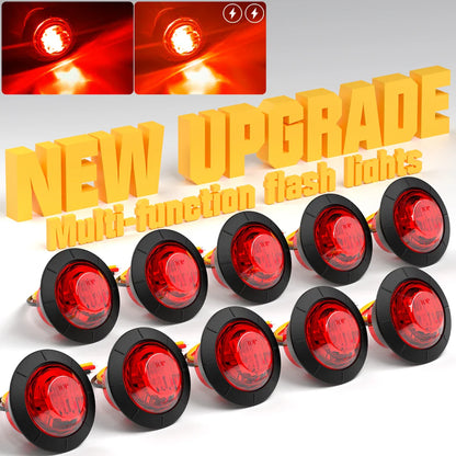 10PCS Strobe LED Side Marker Lights – 12-24V Clearance Indicator for Cars, Trucks, Trailers & RVs