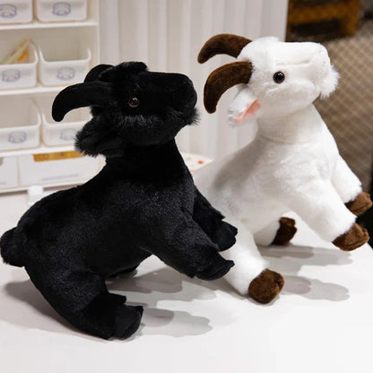 30/40cm Ranch Animal Plush Toy — Soft Lifelike Black & White Goat Simulation Doll, Cute Mountain Animal for Kids, Halloween Gift