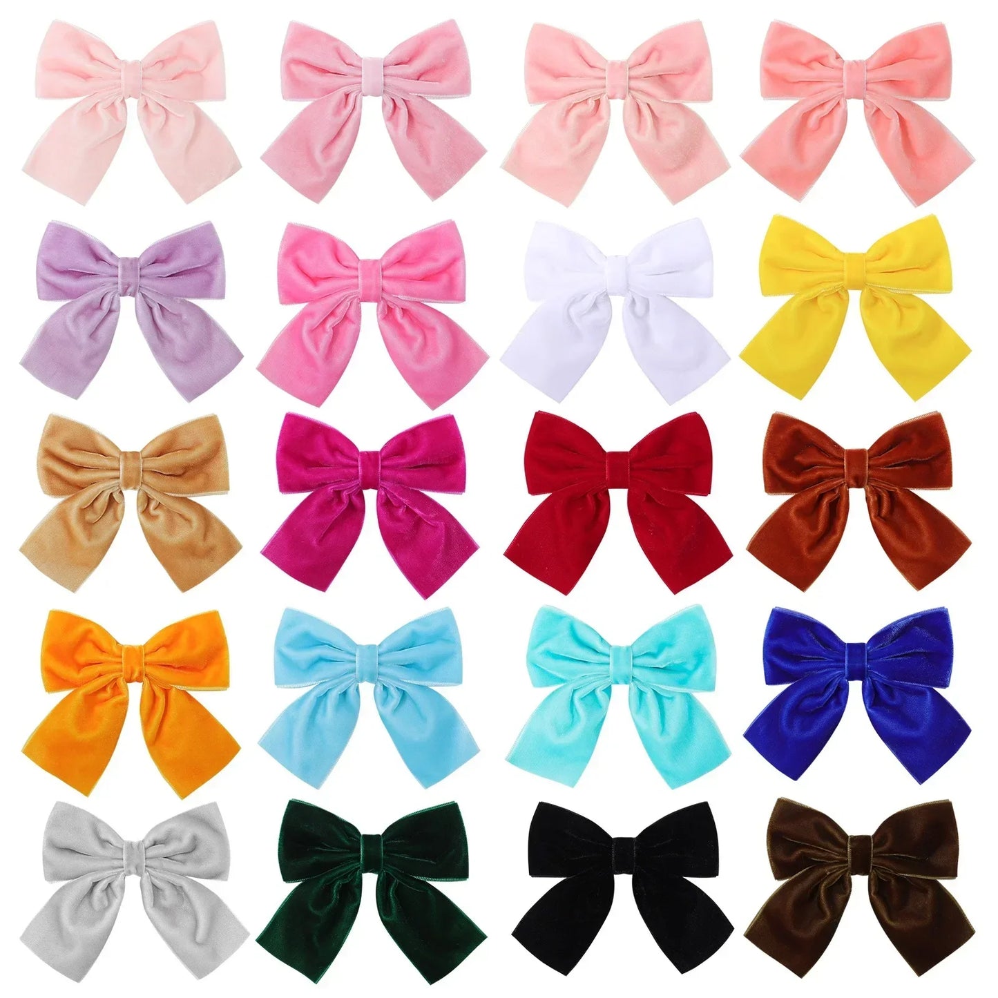 4.3-inch Velvet Bow Hair Clips for Girls – Handmade Barrettes in Black, White, Red, Pink, Blue, Yellow, Kids Hair Accessories