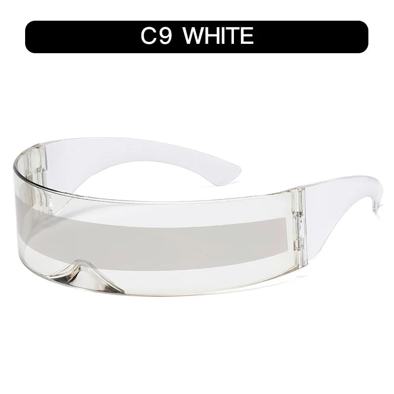 Y2K Future Warrior Rimless Sunglasses – One Piece Lens Cyber Punk Wrap Around Sun Glasses for Men & Women, Hip Hop Party Style