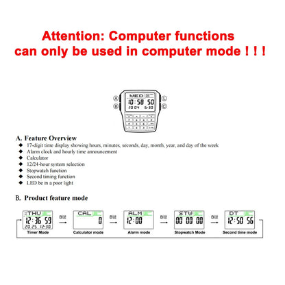 Men’s Calculator Watch - Multifunctional LED Digital Sports Watch with Computer-Style Design