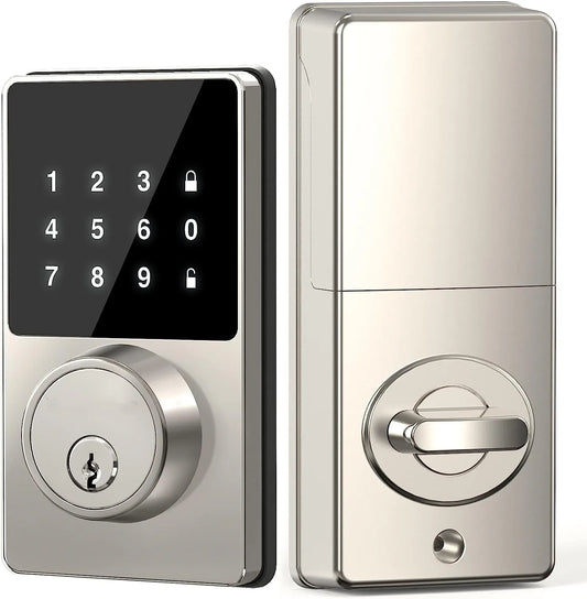 Smart Keyless Door Lock with Touchscreen Keypad – Password & App Unlock, Easy Install, Supports 50 User Codes