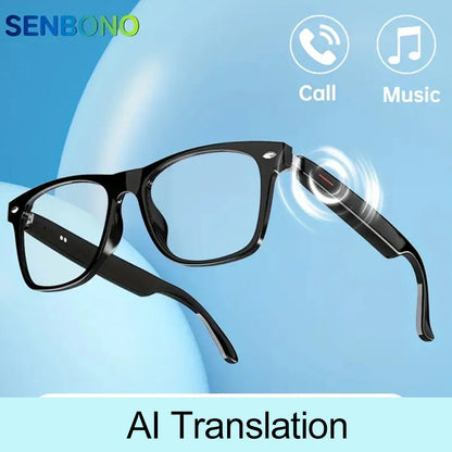 SENBONO Smart AI Translation Glasses – Real-Time Translation in 100+ Languages with Bluetooth Music, Built-in Mic & Speakers