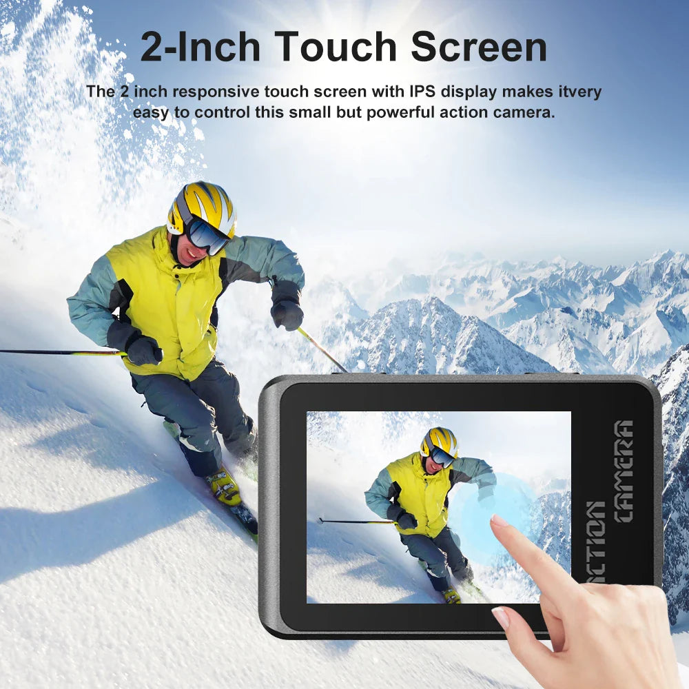 6K 4K60FPS Action Camera – 50MP Dual Screen, 2.0" Touch LCD, EIS, WiFi, 170° Lens, 30M Waterproof, 5X Zoom with Remote