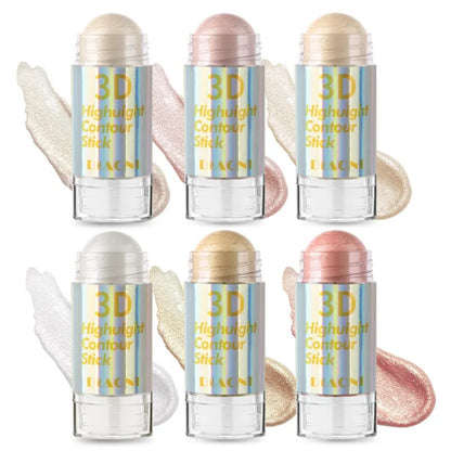 6-Color 3D Highlighter Stick – Face Brightening, Contour, Bronzer & Shimmer Concealer Cream