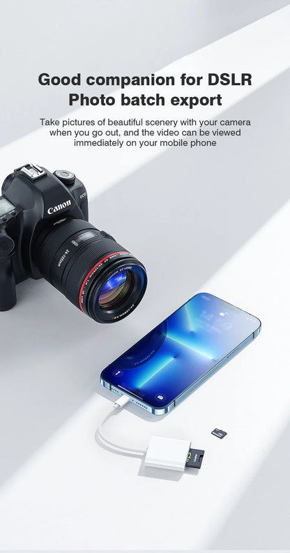 2-in-1 Lightning to SD/TF Card Reader – OTG Flash Adapter for iPhone 14/13/12 Pro Max & iPad, USB 3.0 Memory Card Adapter