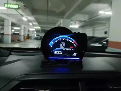 A501 Car Head-Up Display — OBD2 Smart HUD with Turbo Gauge, Digital Odometer, Security Alarm, Water & Oil Temp, RPM Auto Meter