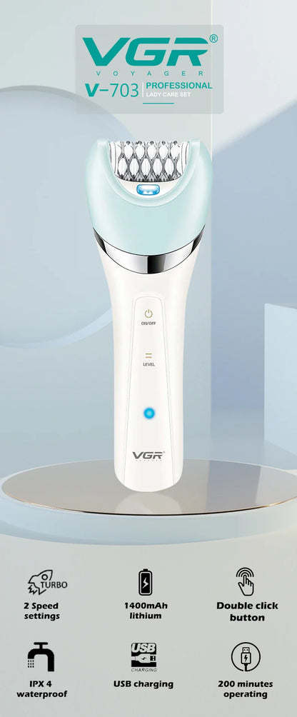 VGR 5-in-1 Electric Epilator V-703: Women's Shaver, Bikini Trimmer, Facial Cleaner, and Body Hair Remover with Massage Function