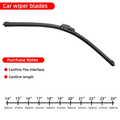 Universal Soft Rubber Frameless Car Windshield Wiper Blades - Hook Bracketless Wipers ( 14" 16" 17" 18" 19" 20" 21" 22" 24" 26" )