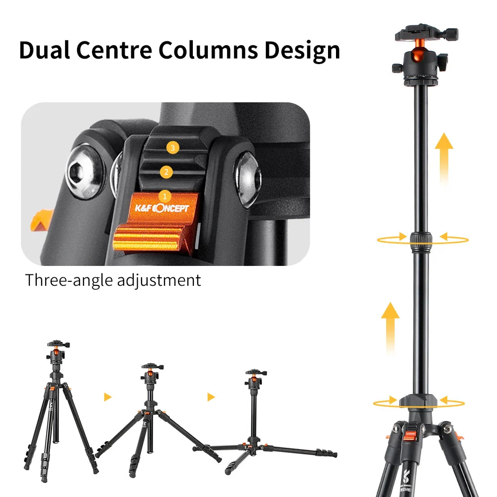 Aluminum Alloy Camera Tripod Stand – Low Angle Photography Travel Tripod with Carrying Bag for DSLR Cameras