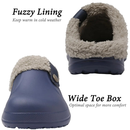 Bebealy Casual Women’s Garden Shoes & Warm Fluffy Men’s Waterproof Winter Slippers – Outdoor Antiskid Classic Leopard Design