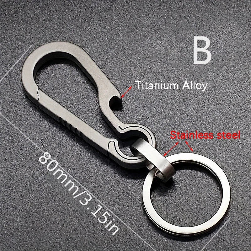 Titanium Carabiner Keychain – Hook Key Ring with Bottle Opener for Camping, Hiking & Outdoor Travel