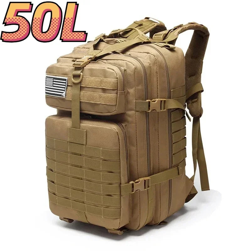 30L/50L Waterproof Nylon Backpack – 1000D Tactical Outdoor Bag for Camping, Hiking, Fishing & Hunting