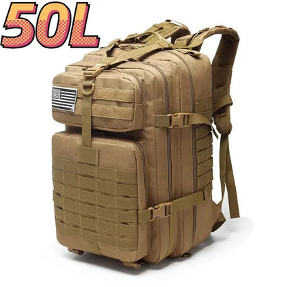 30L/50L Waterproof Nylon Backpack – 1000D Tactical Outdoor Bag for Camping, Hiking, Fishing & Hunting