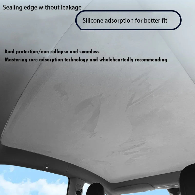 Electrostatic Sunshade for Tesla Model 3 & Y – Ice Cloth Sunroof Front & Rear Glass Skylight Interior Cooling Shade