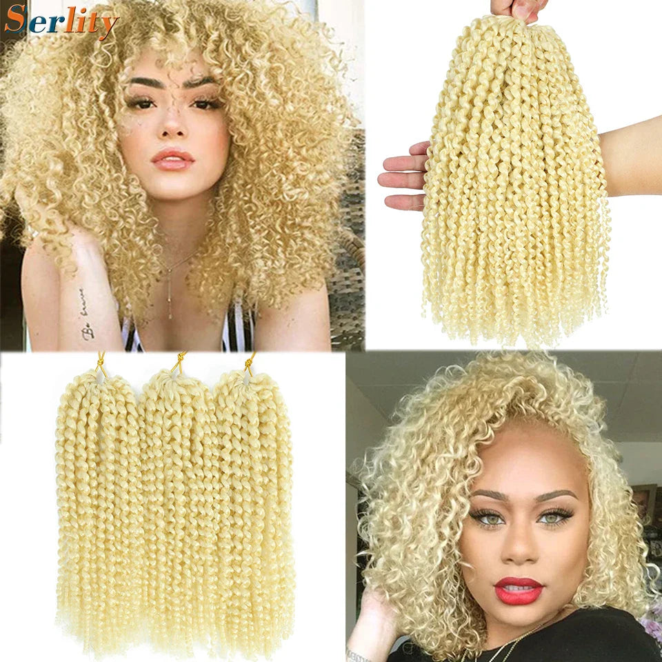 Kinky Curly Crochet Hair Extensions 8–12 Inch – Marlybob Jerry Curl Synthetic Afro Curly Hair, Short Passion Twist Braiding Crochet Hair for Women