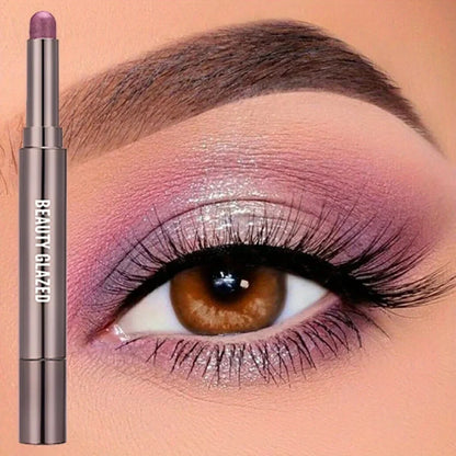 BEAUTY GLAZED 10-Color Eyeshadow Stick – Long-Lasting Waterproof Matte & Shimmer Eye Pen with Double-Head Brush