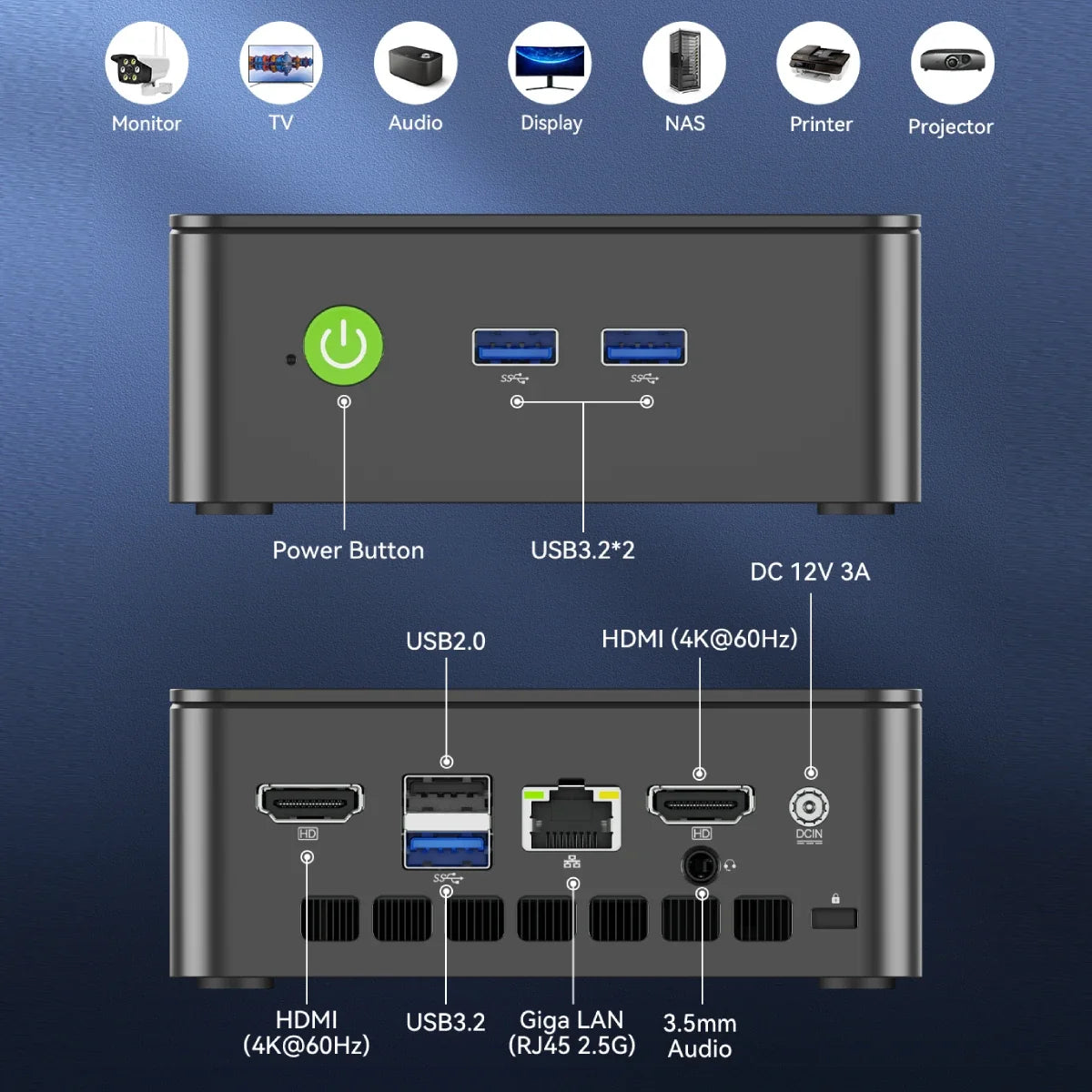 GMKtec G3S Mini PC - Intel Alder Lake N95 Windows 11 Pro Desktop Computer with 8GB DDR4 & M.2 SSD