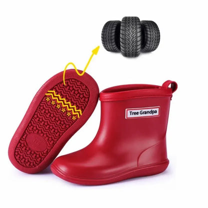 Kids Rain Boots – Waterproof PVC Anti-Slip Mid-Calf Shoes for Boys & Girls