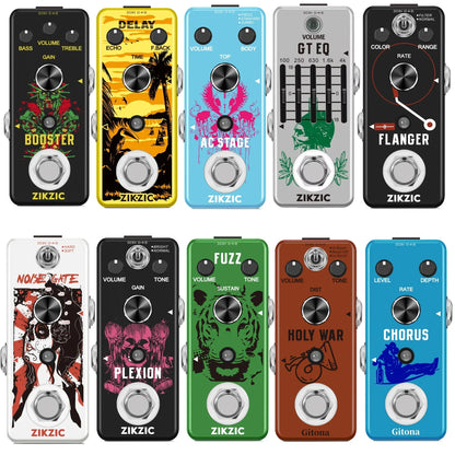 ZIKZIC Guitar Pedals Noise Gate Flanger Equalizer Delay Acoustic Plexion Overdrive Gitona Chorus Metal Distortion Fuzz Rowin