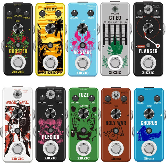 ZIKZIC Guitar Pedals Noise Gate Flanger Equalizer Delay Acoustic Plexion Overdrive Gitona Chorus Metal Distortion Fuzz Rowin